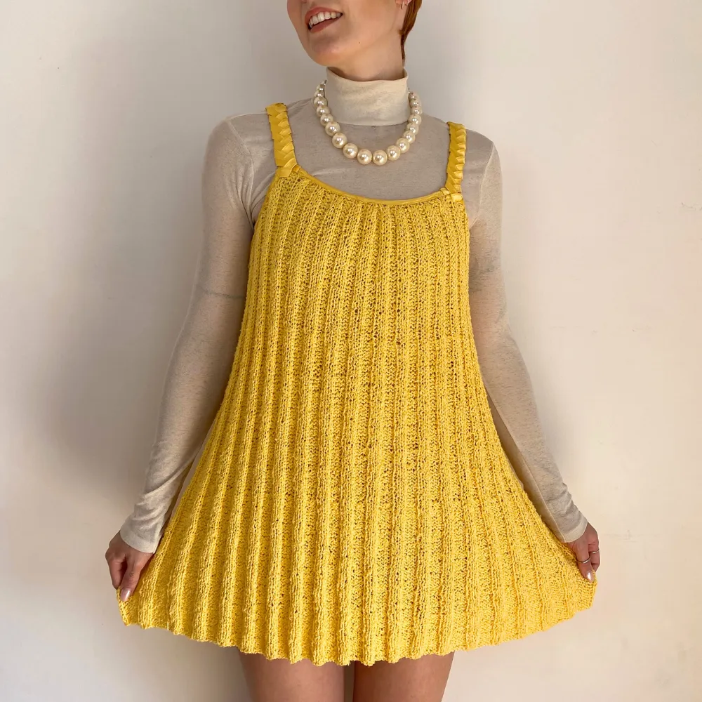 Ribbed Knitted Yellow Dress - MEDIUM
