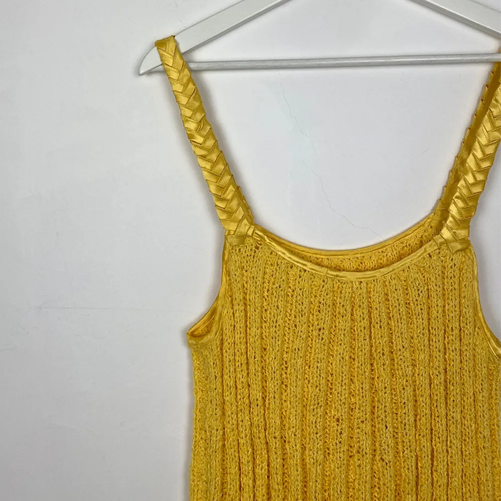 Ribbed Knitted Yellow Dress - MEDIUM