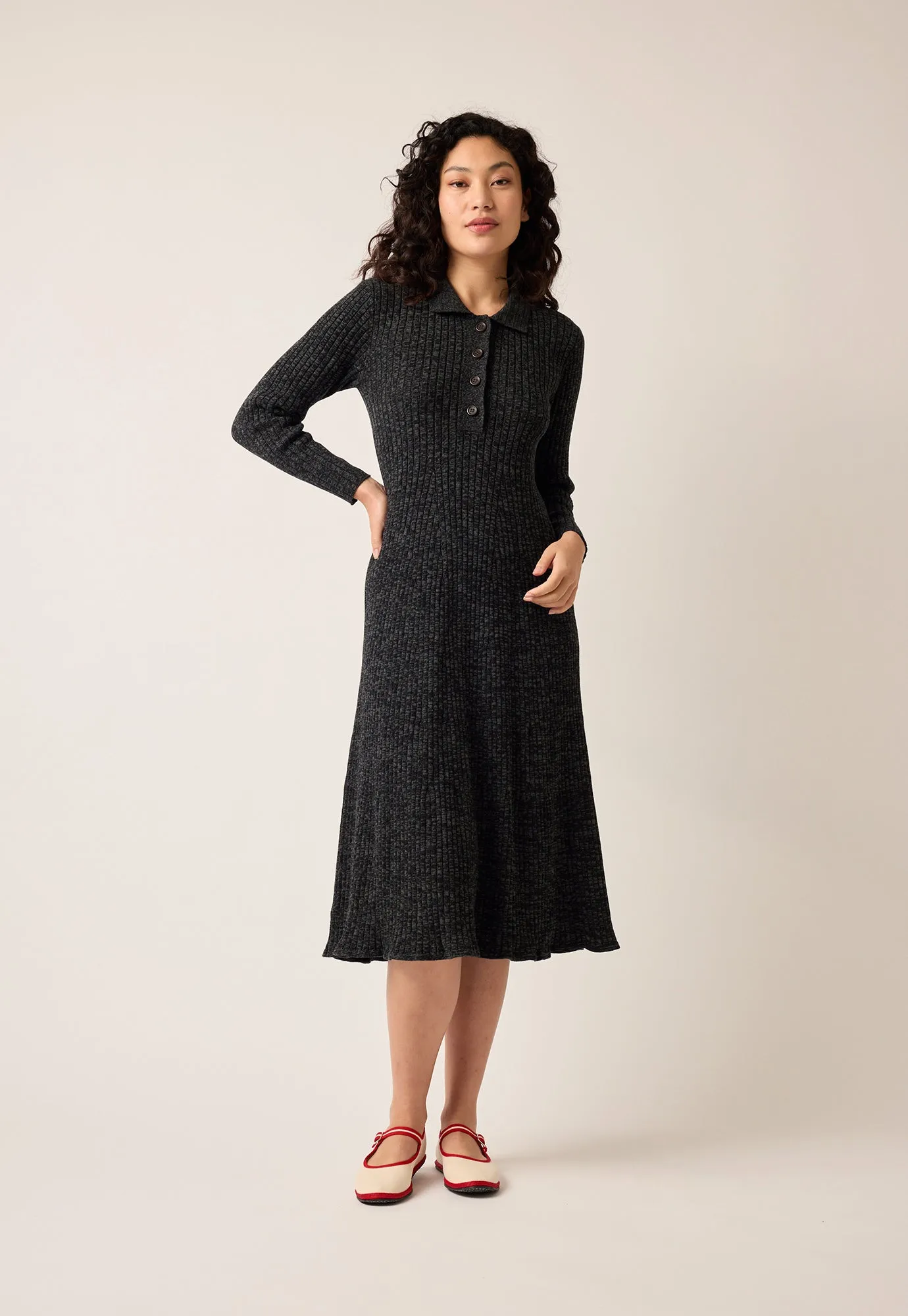 Simona Long Sleeve Rib Dress