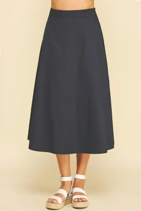 Solid A-Line Midi Skirt