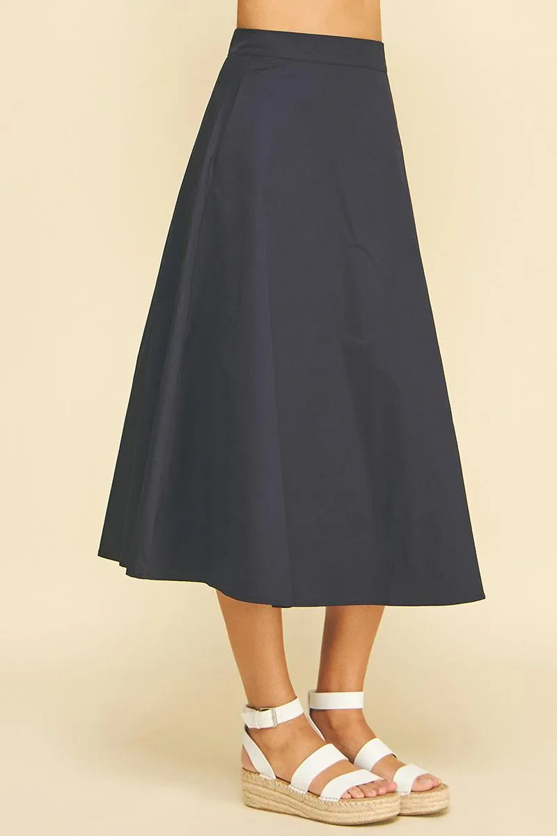Solid A-Line Midi Skirt