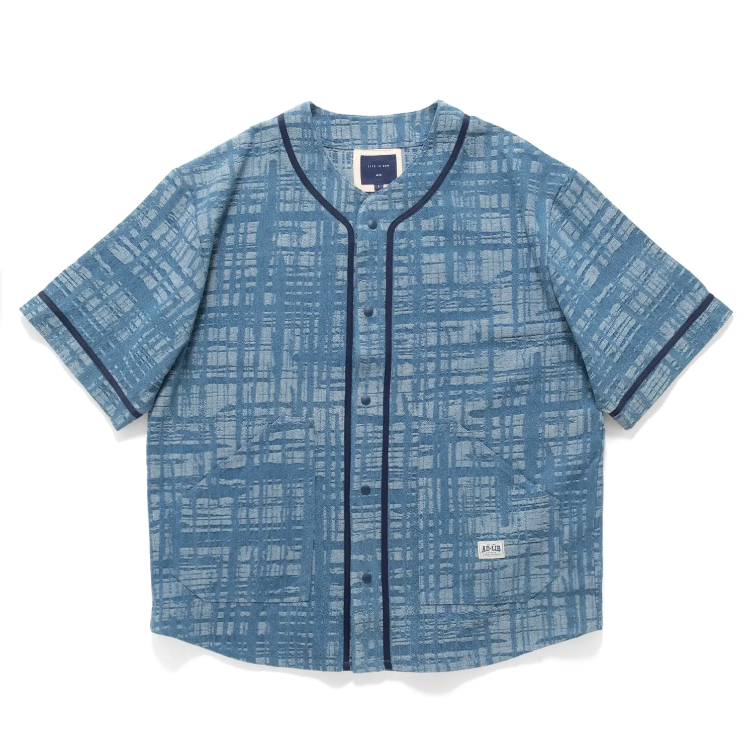 (ST457) Jacquard Denim Baseball Shirt