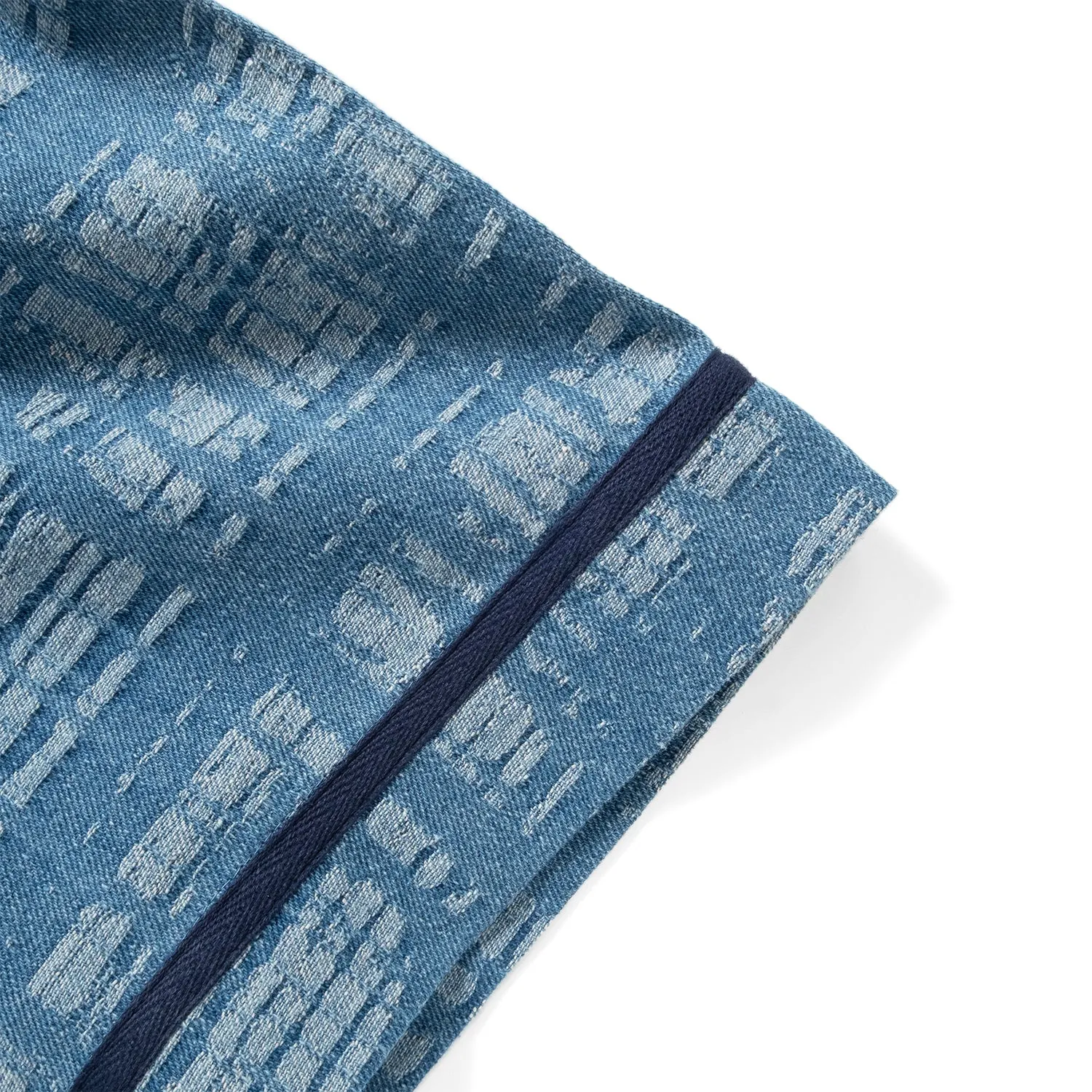(ST457) Jacquard Denim Baseball Shirt