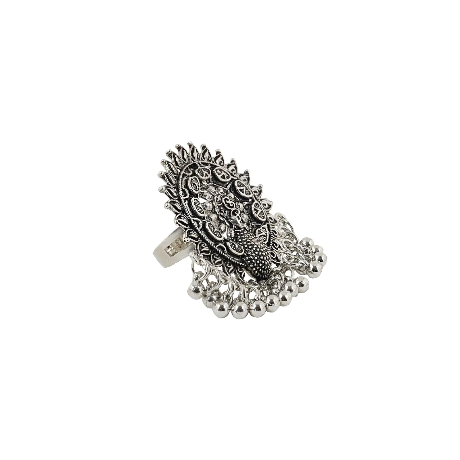 Teejh Cinthiya Silver Oxidised Ring