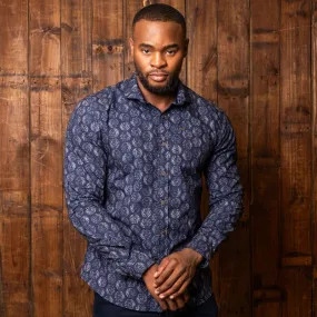 Textured Shadows Slim Fit Shirt Midnight