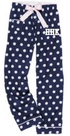 VIP Flannel Pants <br>NAVY with WHITE POLKA DOTS