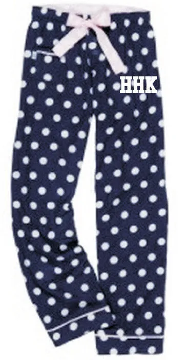 VIP Flannel Pants <br>NAVY with WHITE POLKA DOTS