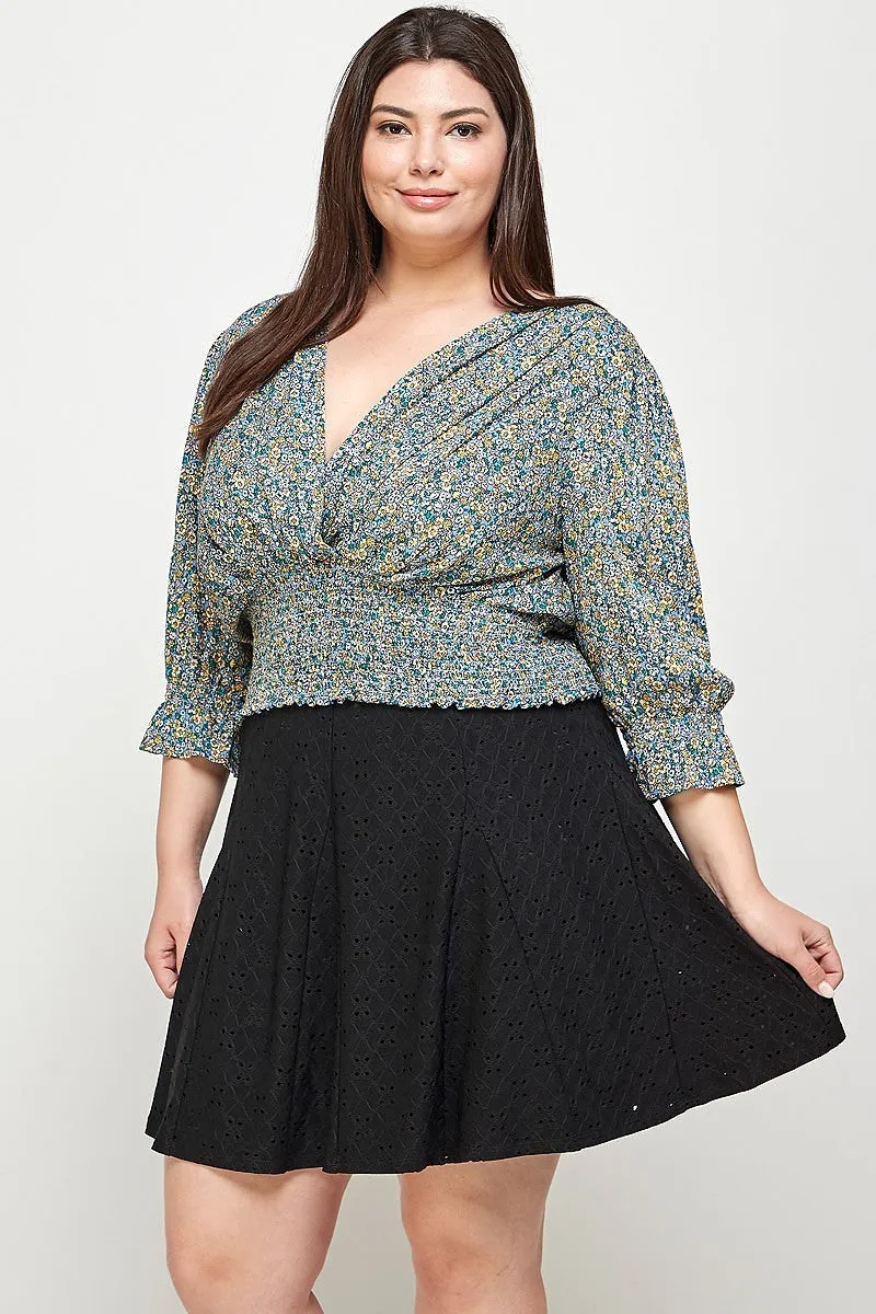 Voluptuous ( ) Plus Size Knit Eyelet A-line Skirt