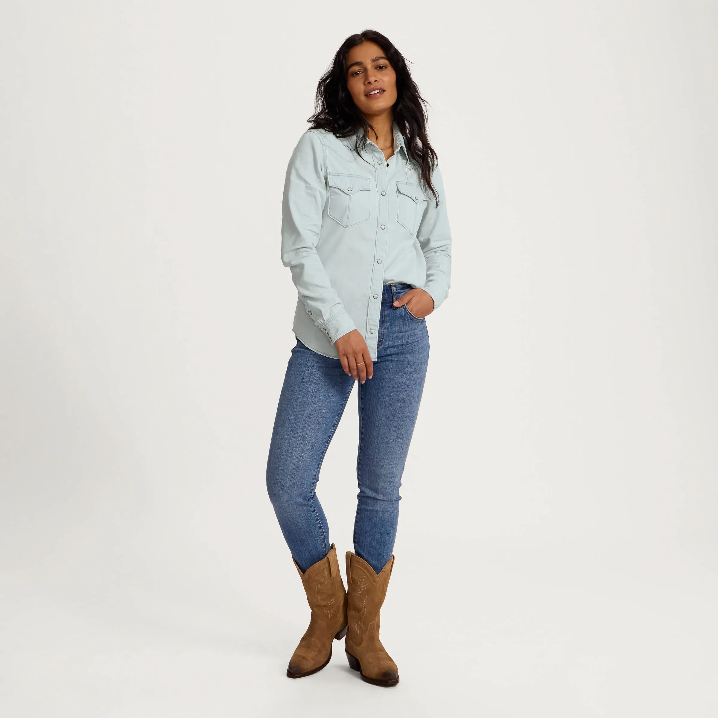 Women's Denim Pearl Snap