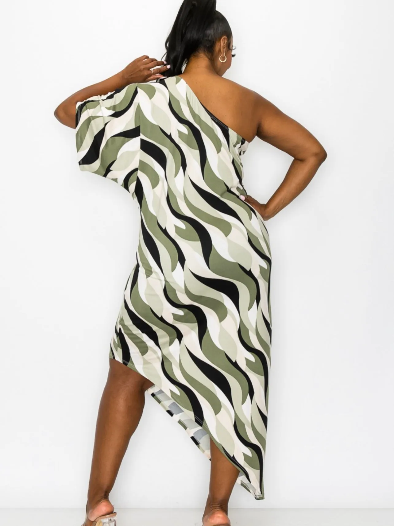 Women’s Plus Size One Shoulder Asymmetrical Dress